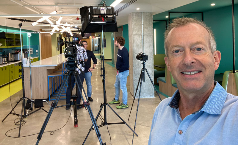Roger Bartley at work on set for Amazon
